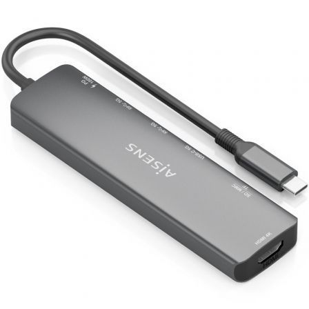 Aisens USB-C Dock 7 en 1 ASUC-7P026-GR con HDMI 4K y PD 100W, Gris Aisens USB-C Dock 7 en 1 ASUC-7P026-GR con HDMI 4K y PD 100W, Gris